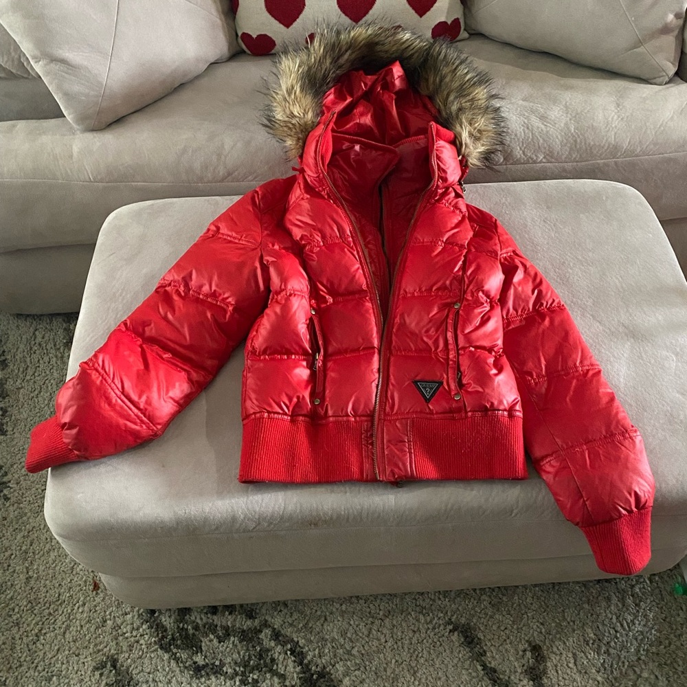 guess brand puffer coat size small